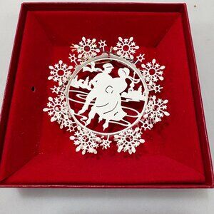 Marshall Fields White Lace 3" Victorian Skater Christmas Ornament 15159